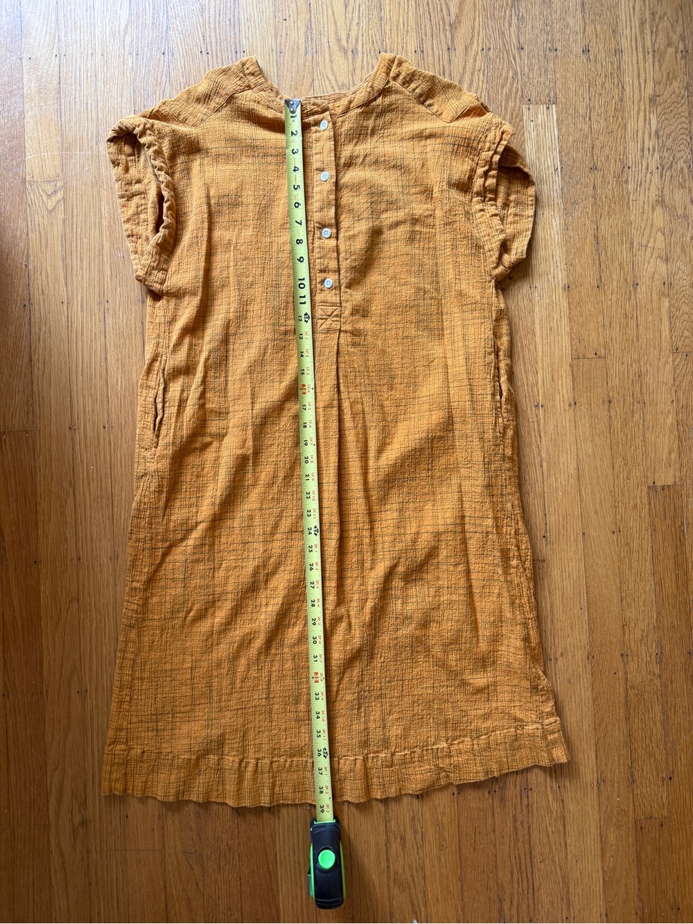 Toast Fine Crinkle Check Cotton Dress, Marigold, Size M - Picture 5 of 6